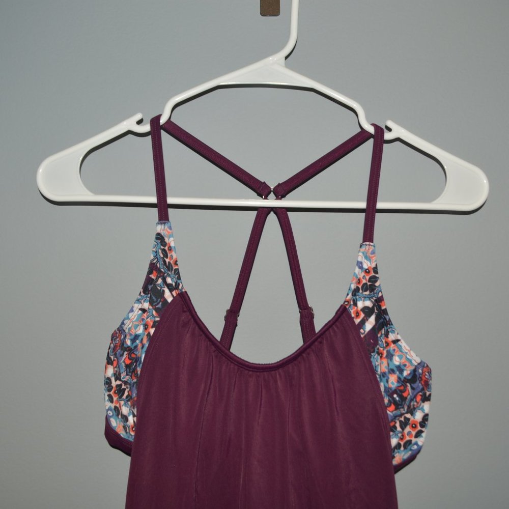 Athleta Plum Swim Cover-Up with Floral Trim - Picture 3 of 9